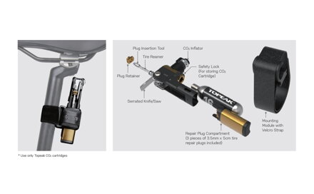 Náradie na tubeless + CO2 hustilka Topeak TUBI MASTER+