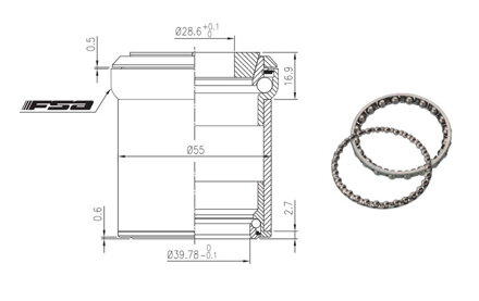 FSA hlavové zloženie 4 (E/I) 4mm alloy 1-1/8 to 1.5-OD 55