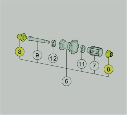 VISION koncovky (QR+X12) zadného náboja DB-CL U2115 EL322